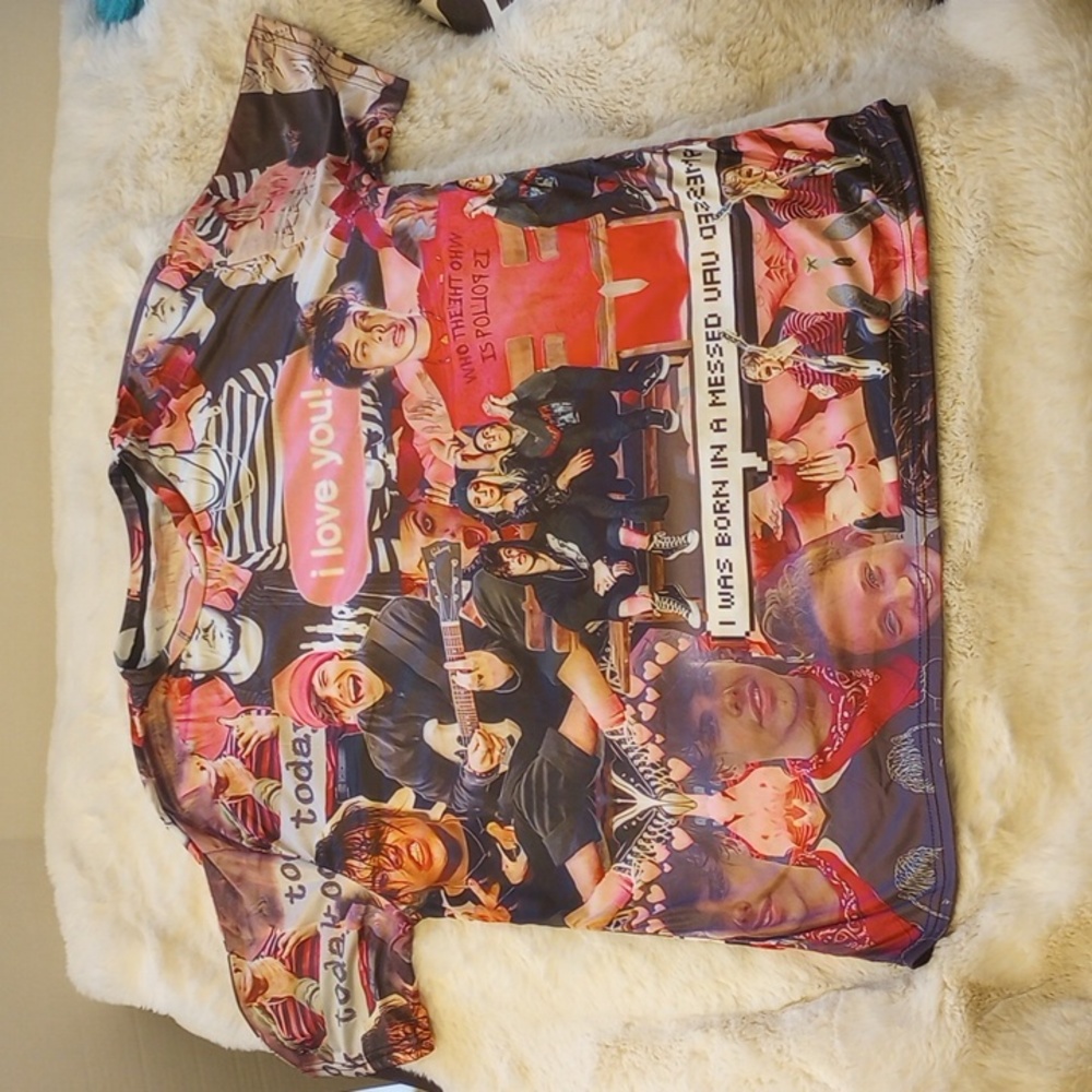 "Youngblood" pink background vivid collage photo print tee